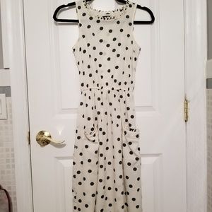 Polkadot Dress with Scalloped Collar and Pockets